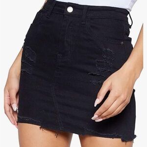 Just Quella Women's High Waisted  Fringed Slim Fit Denim Mini Skirt- Medium